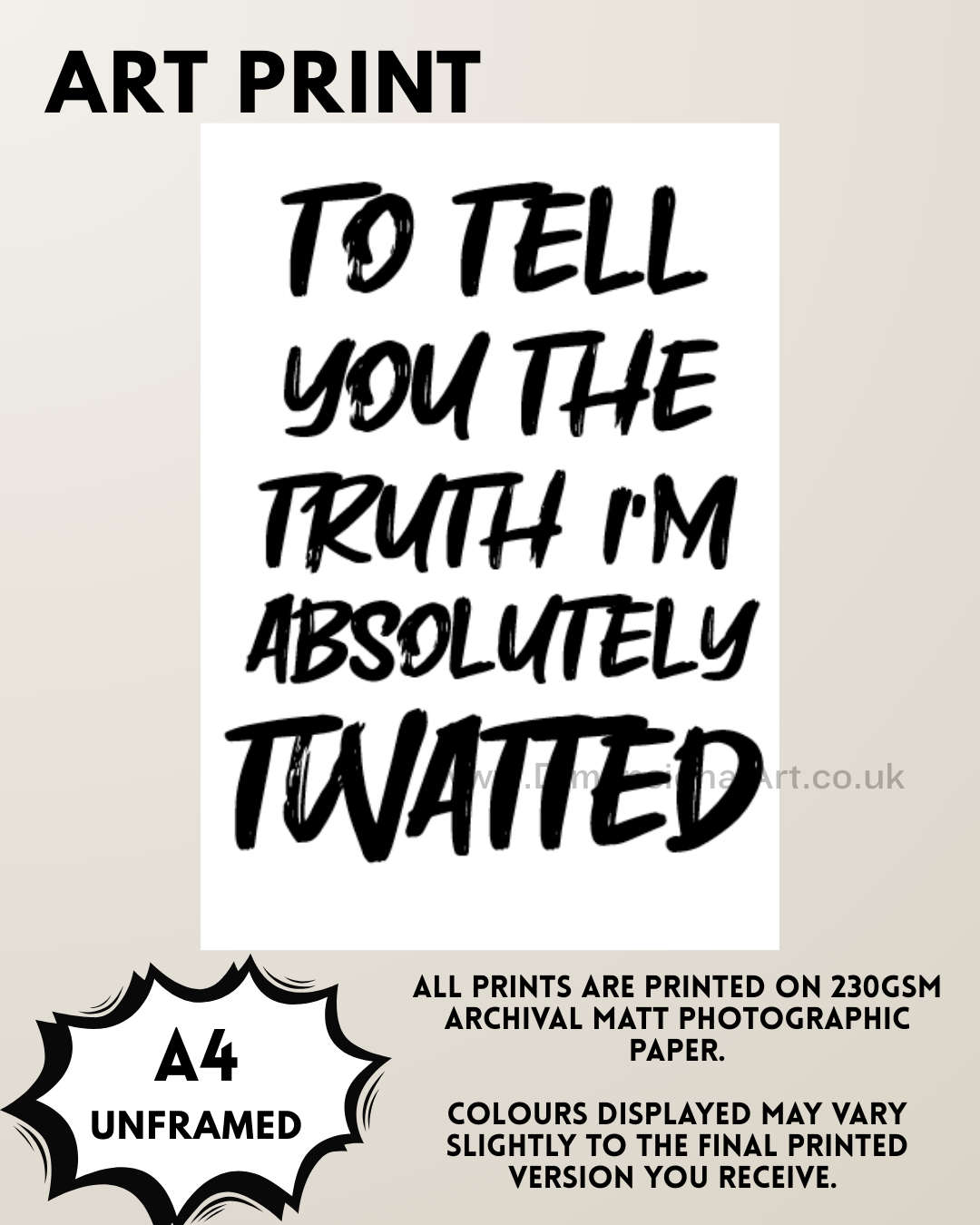 I'm absolutely twatted (Gavin and Stacey) A4 Print