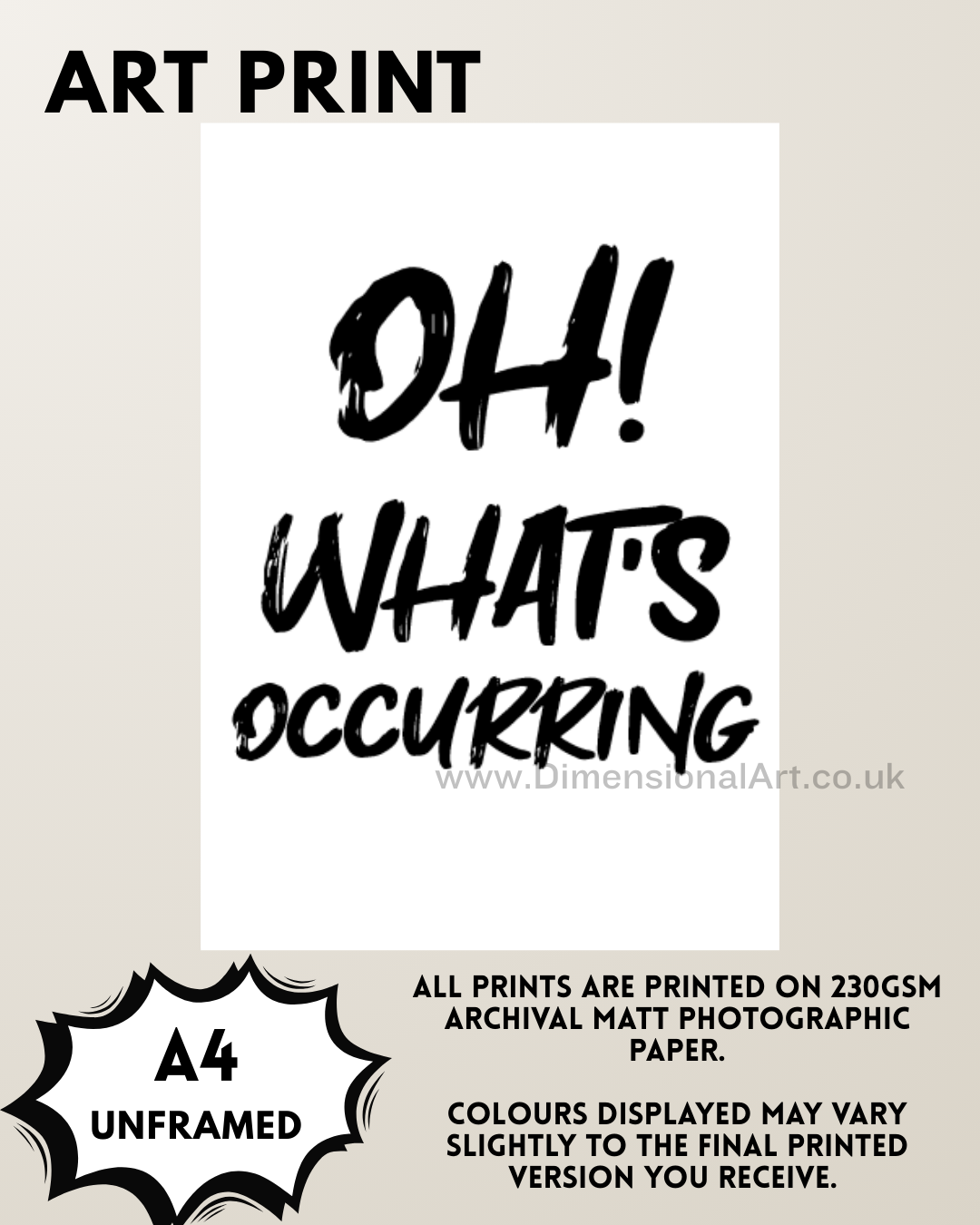 Oh what's occurring (Gavin and Stacey) A4 Print