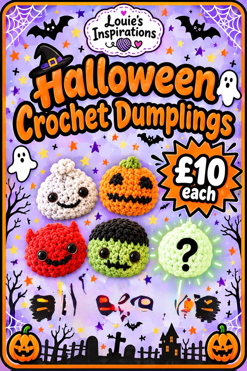 Halloween Mystery crochet dumplings - handmade