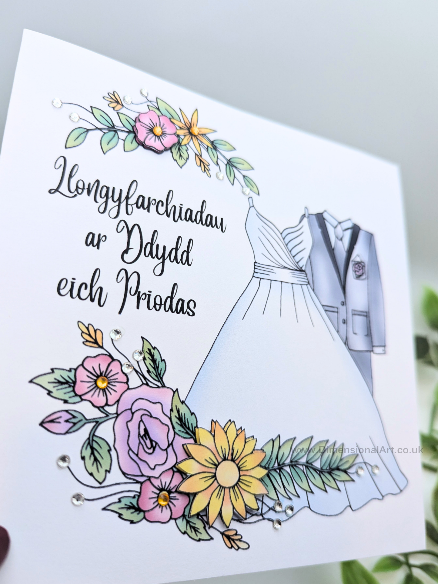 Bride and Groom Llongyfarchiadau ar Ddydd eich Priodas (Congratulations on your Wedding Day) - Welsh