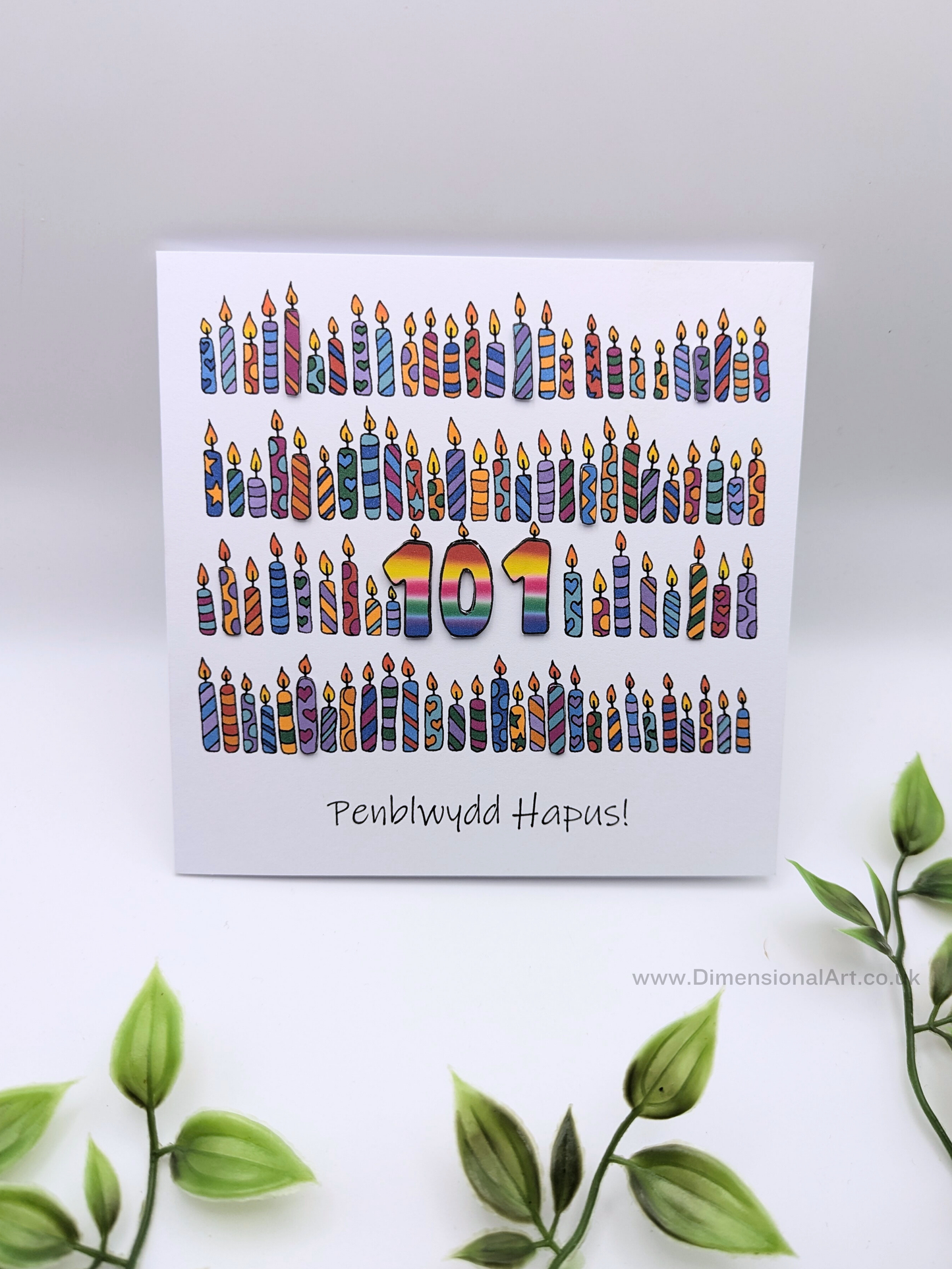 101 Candles Penblwydd Hapus (Birthday Card) 101st