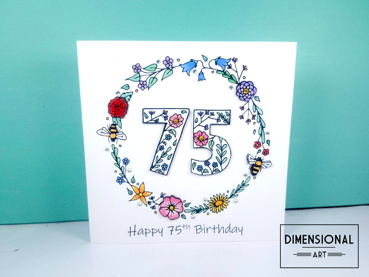 75 Flowers and Bees Birthday Card