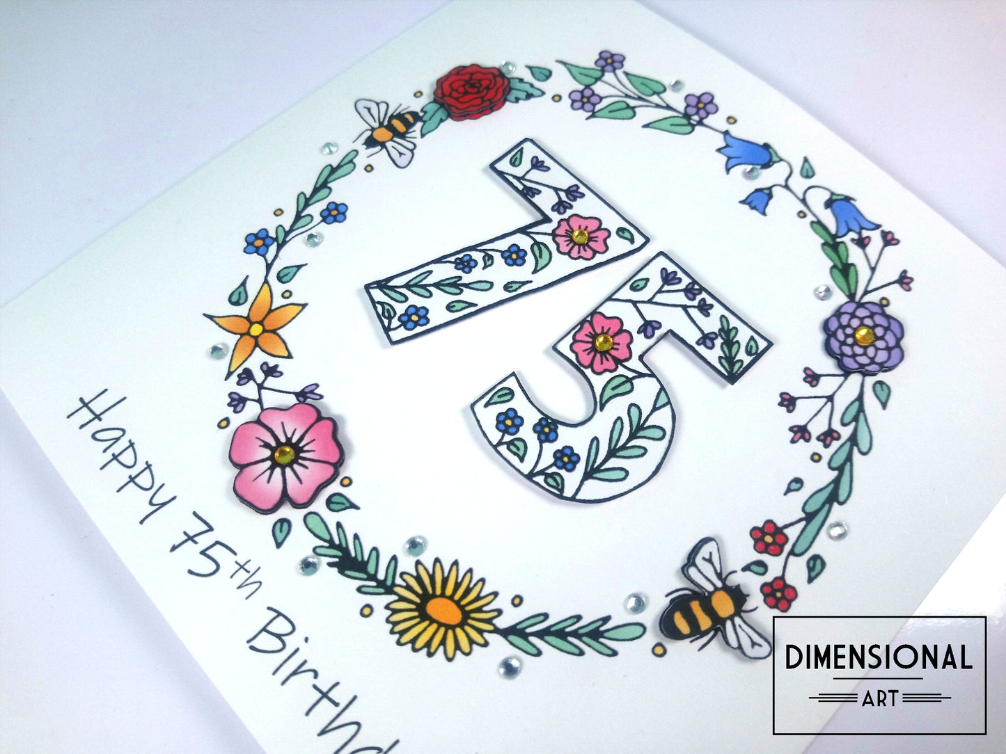 75 Flowers and Bees Birthday Card