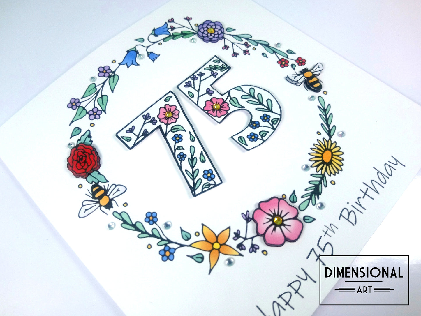 75 Flowers and Bees Birthday Card