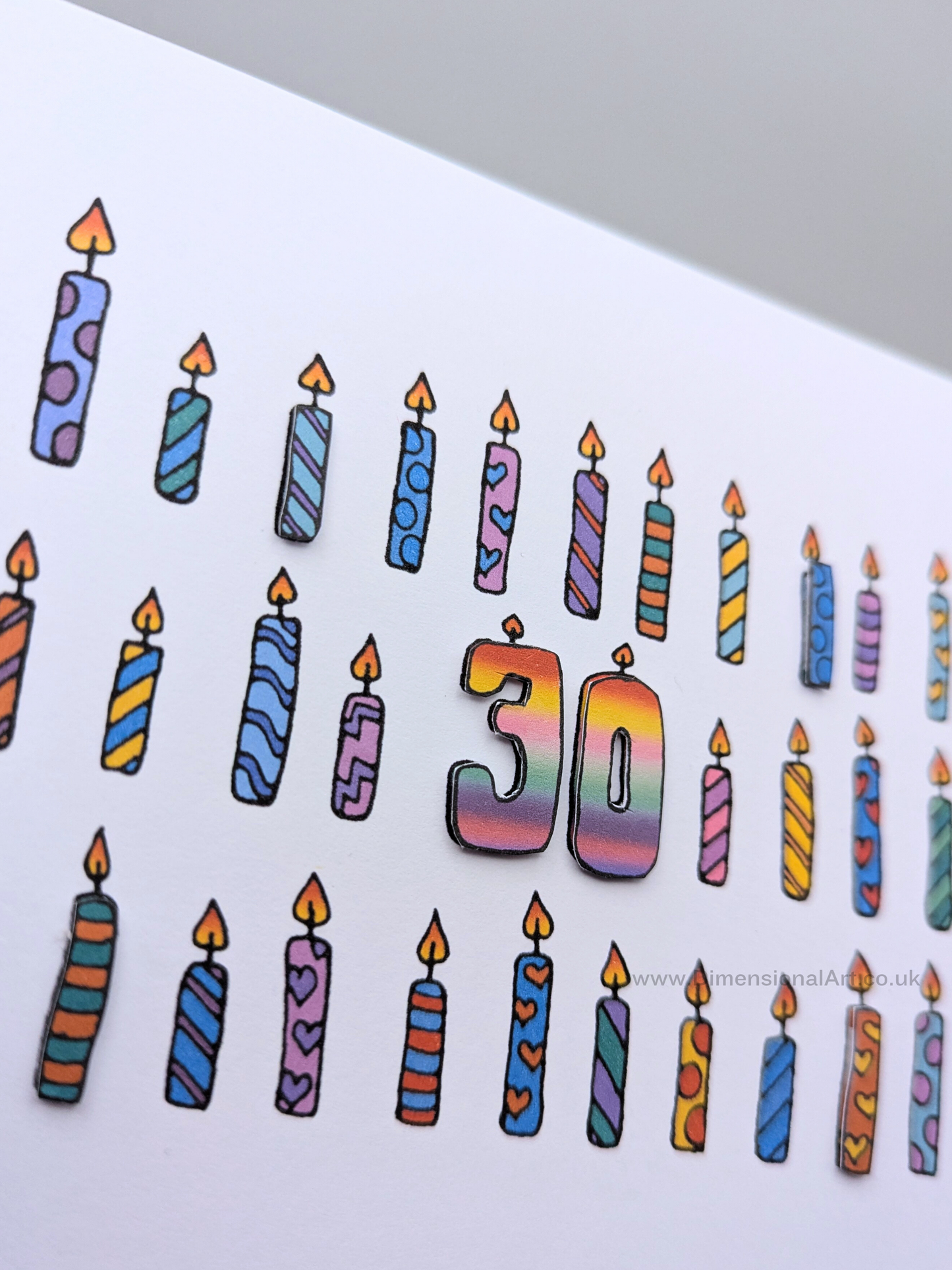 30th Candles Penblwydd Hapus (Birthday) Card 30