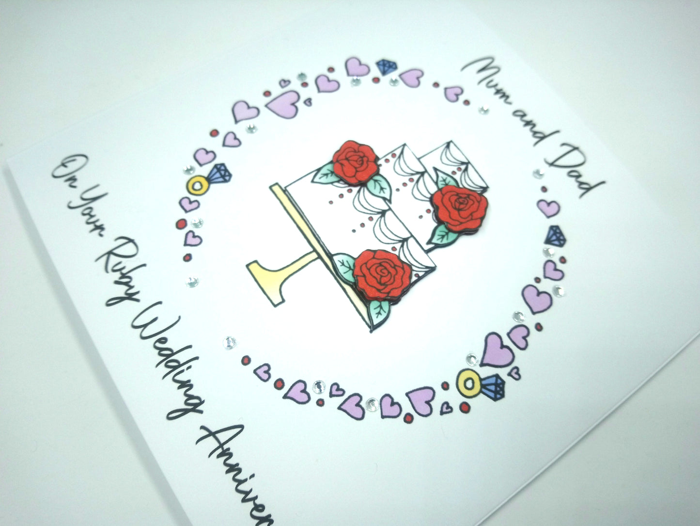 PERSONALED Ruby Wedding Anniversary Card