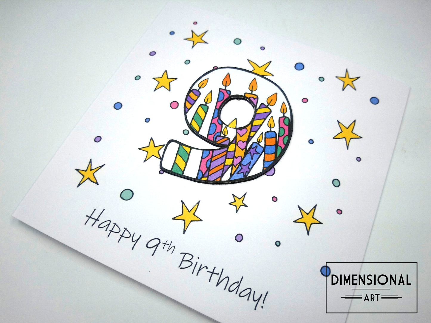 9th Number Candles Birthday Card