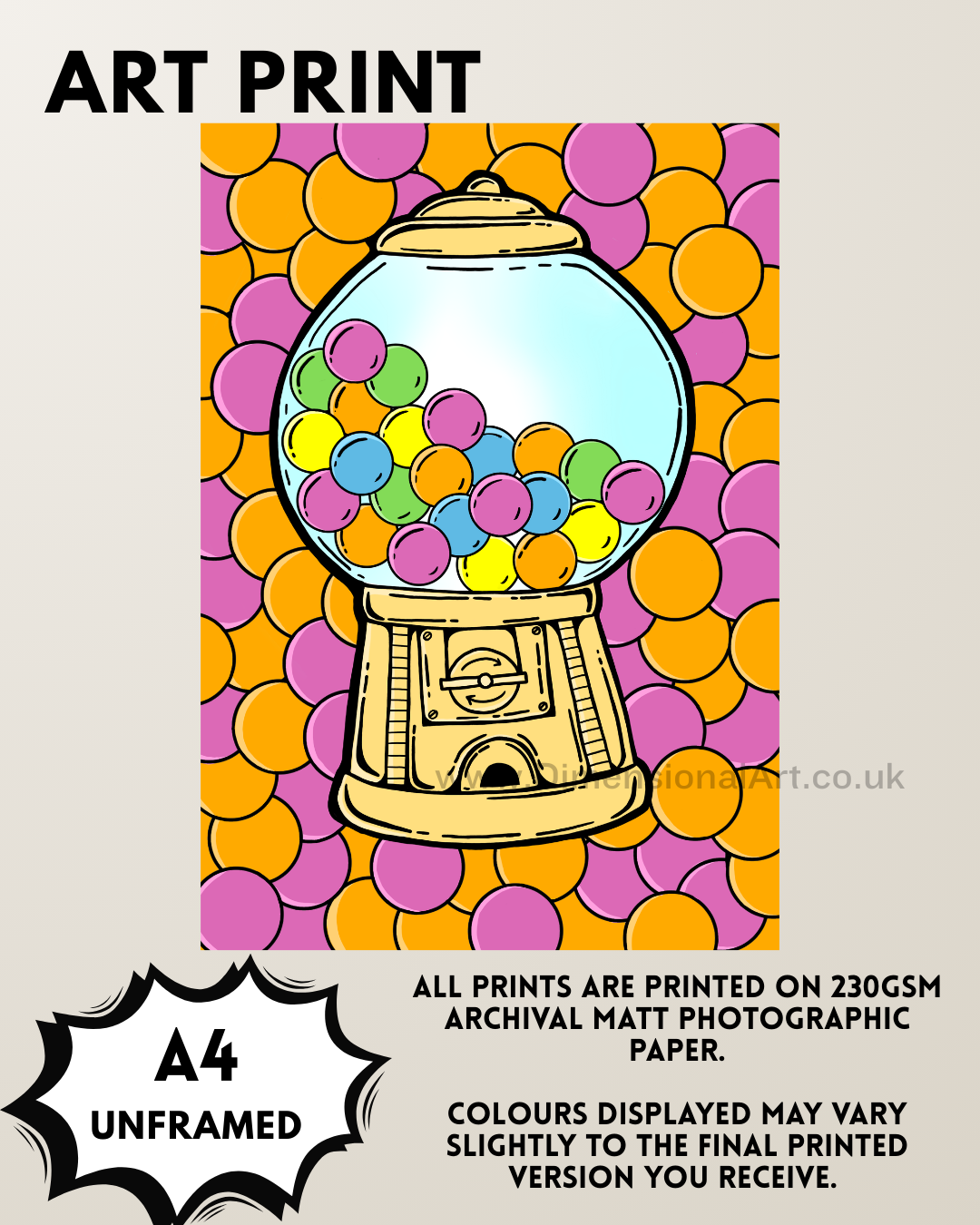 Gumball Machine A4 Print