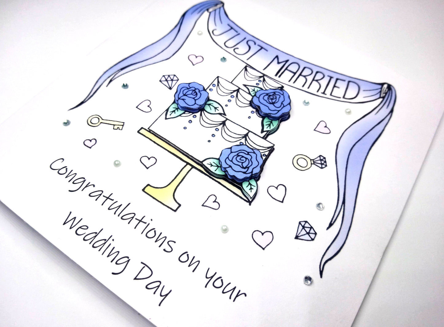 Congratulations on your Wedding Card - Blue cake