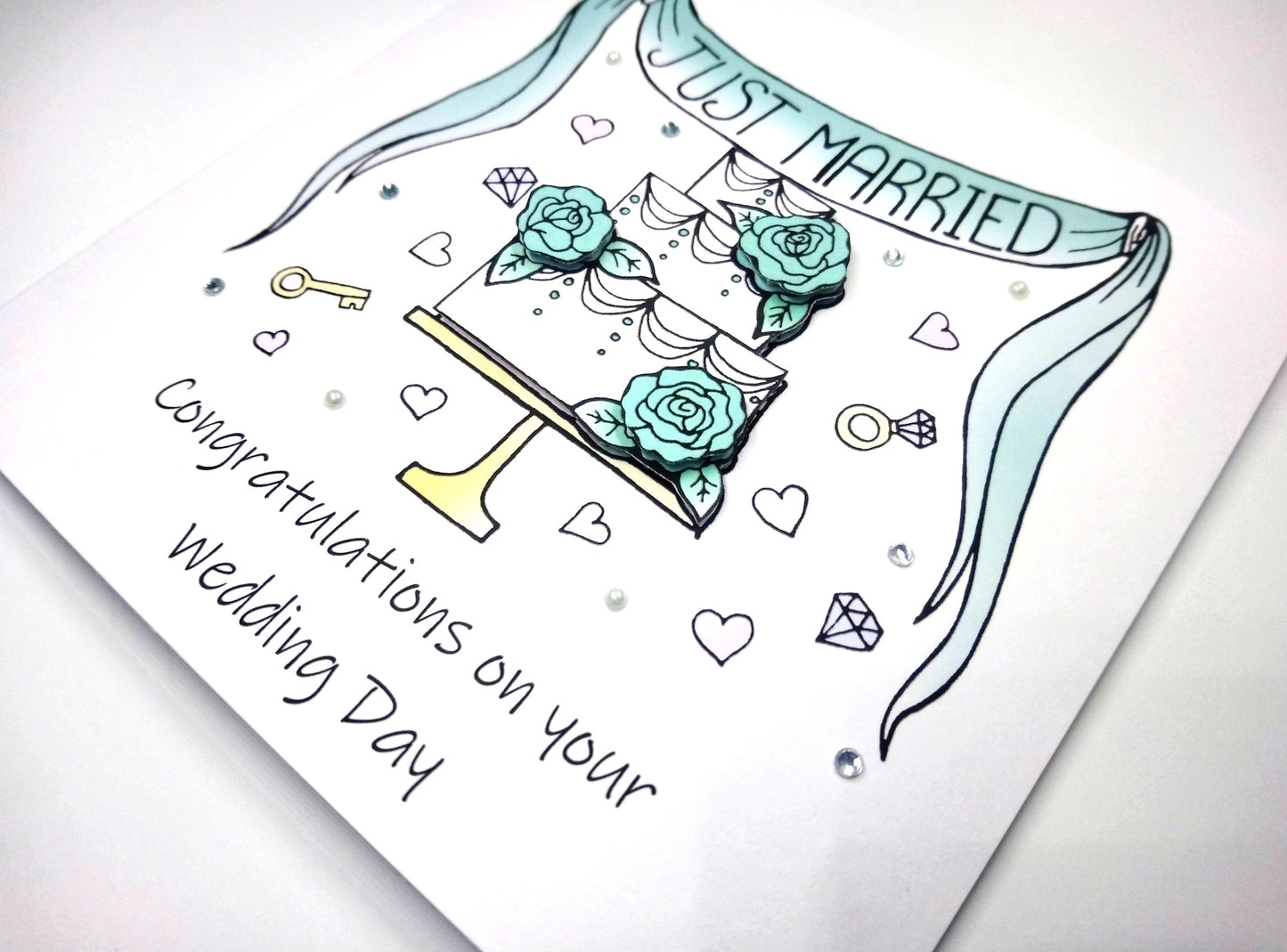 Congratulations on your Wedding Card - Green cake