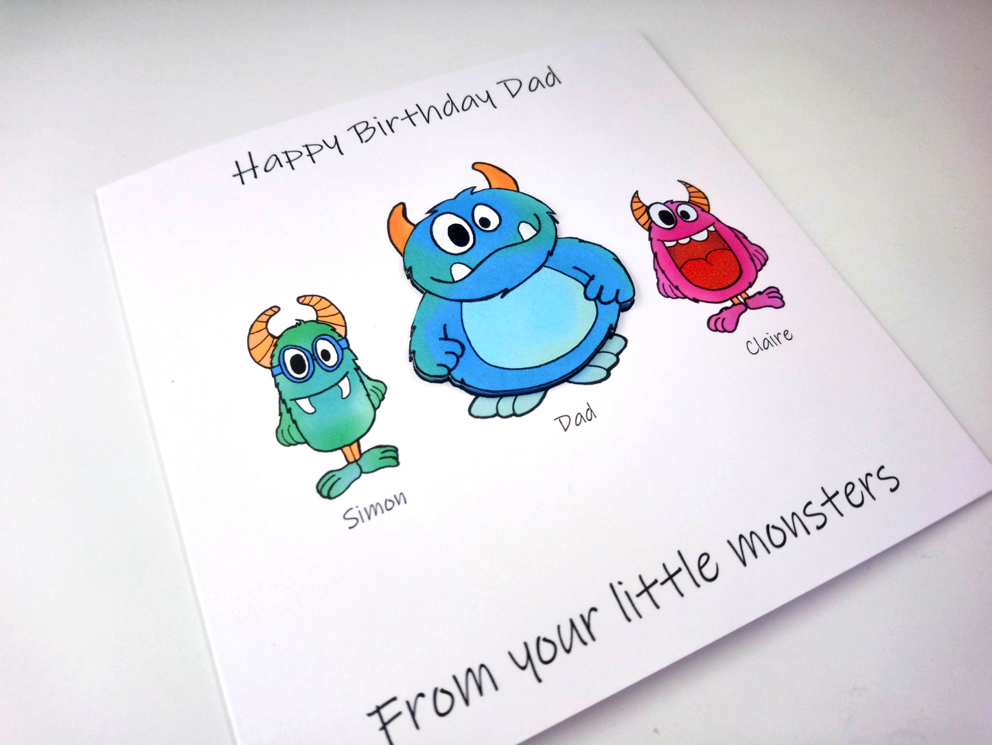 PERSONALISED Daddy From the Little Monsters Birthday Card