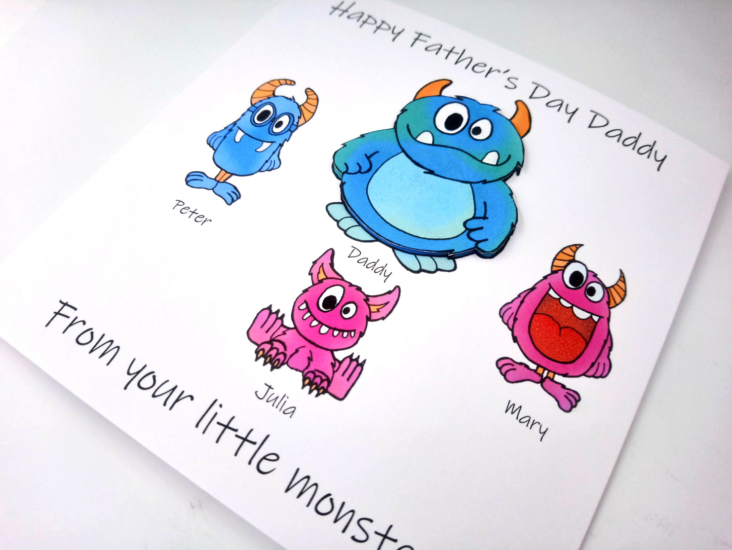 PERSONALISED Daddy From the Little Monsters Birthday or Father's Day Card