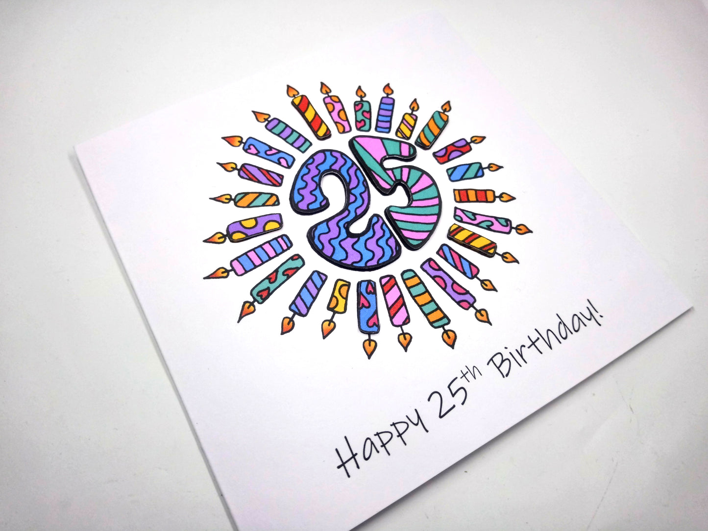 25th Candles Birthday Card 25th