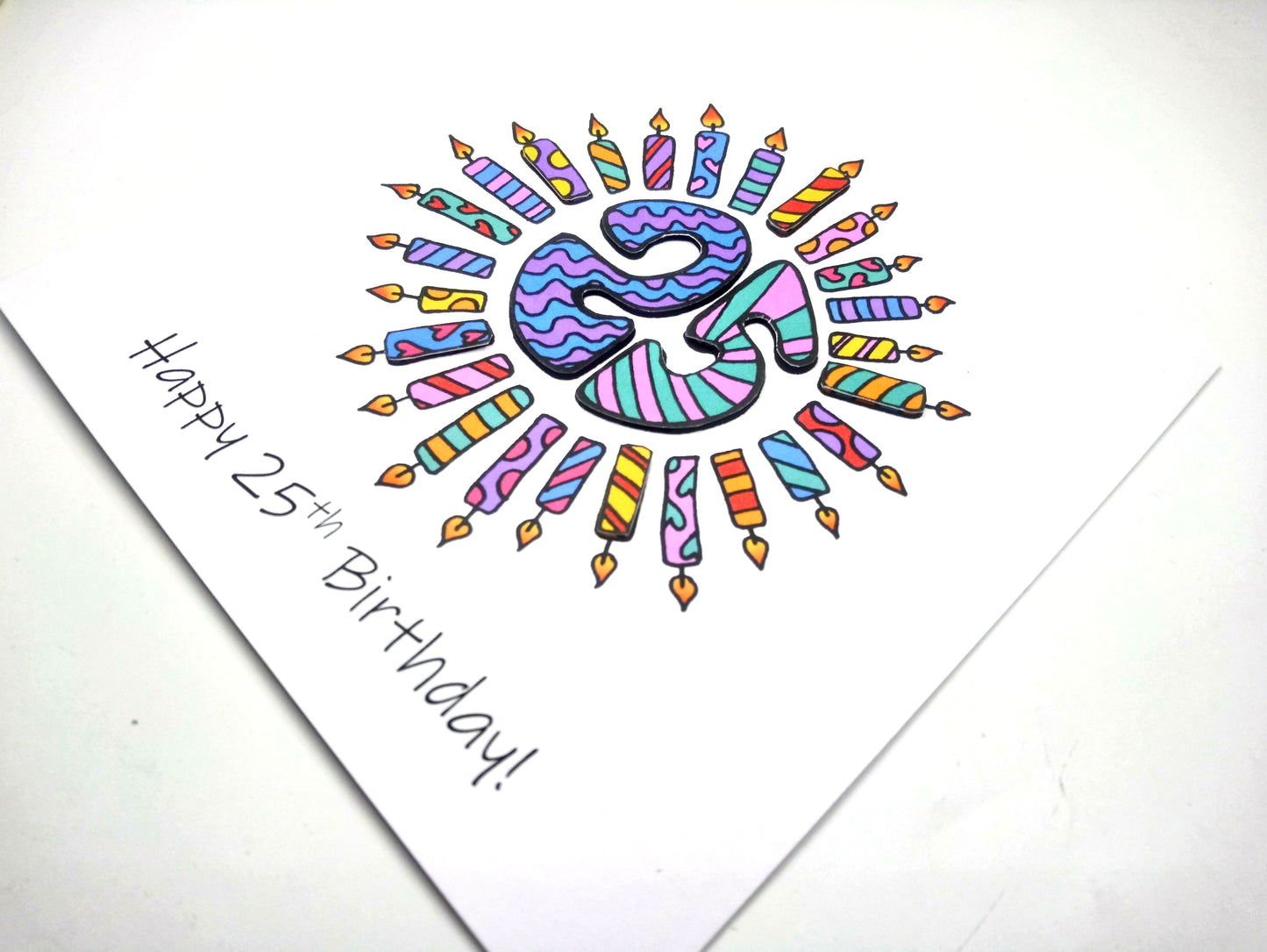 25th Candles Birthday Card 25th