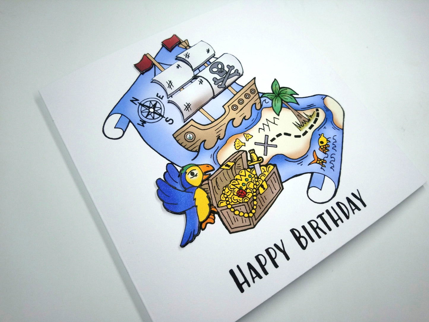 Pirate ship Birthday Card