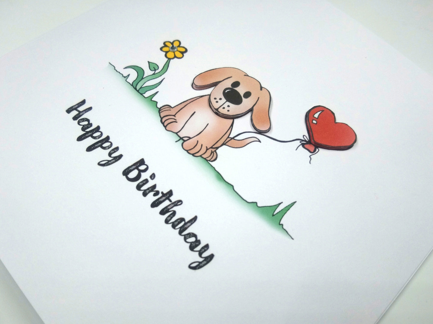 Dog heart balloon Birthday Card