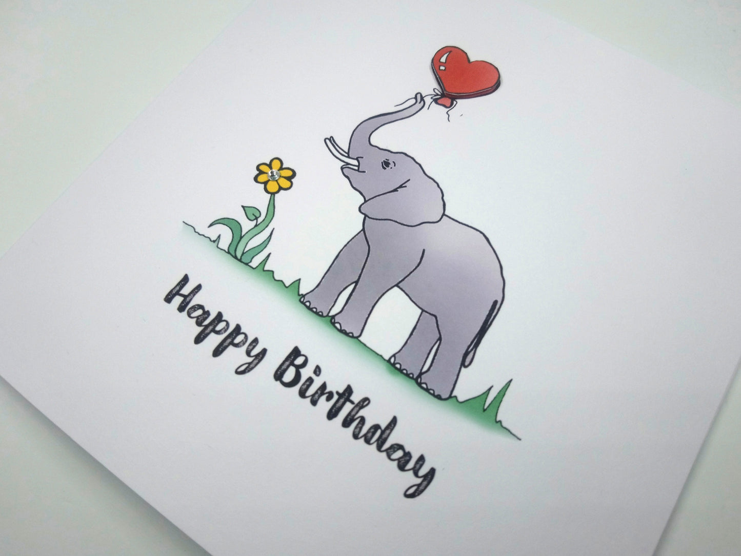Elephant heart balloon Birthday Card