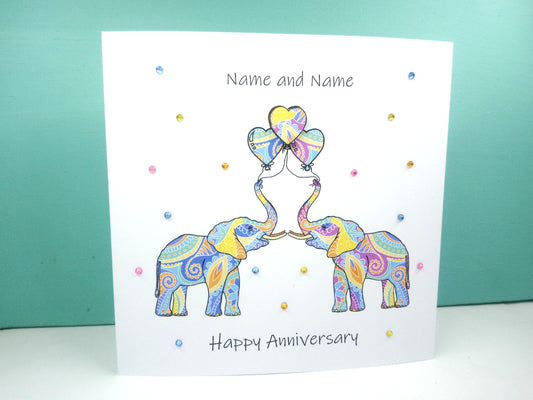 PERSONALISED Elephants Anniversary Card
