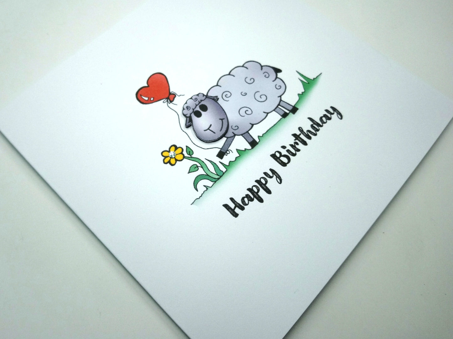 Sheep heart balloon Birthday Card