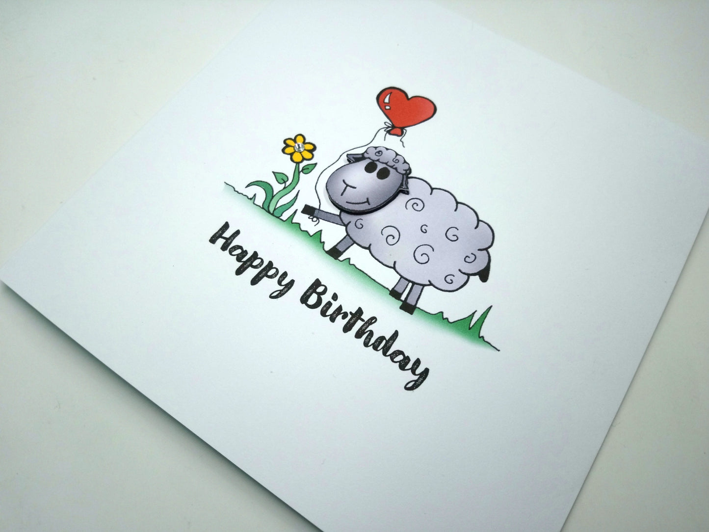 Sheep heart balloon Birthday Card