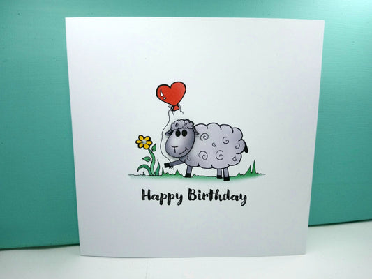 Sheep heart balloon  Birthday Card