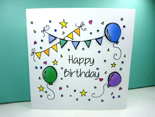 Bunting and Balloons Birthday Card