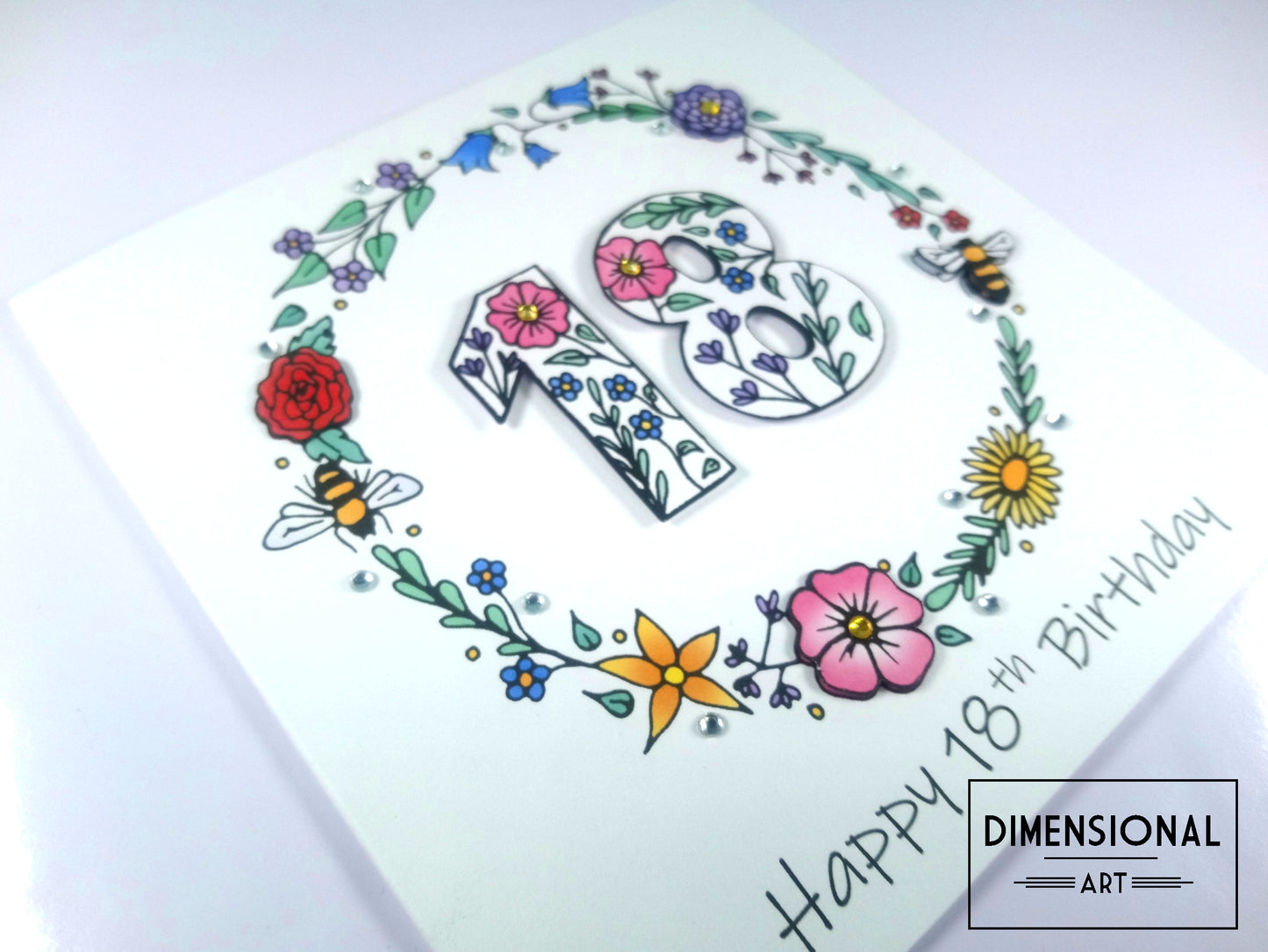 18th Flowers and Bees Birthday Card