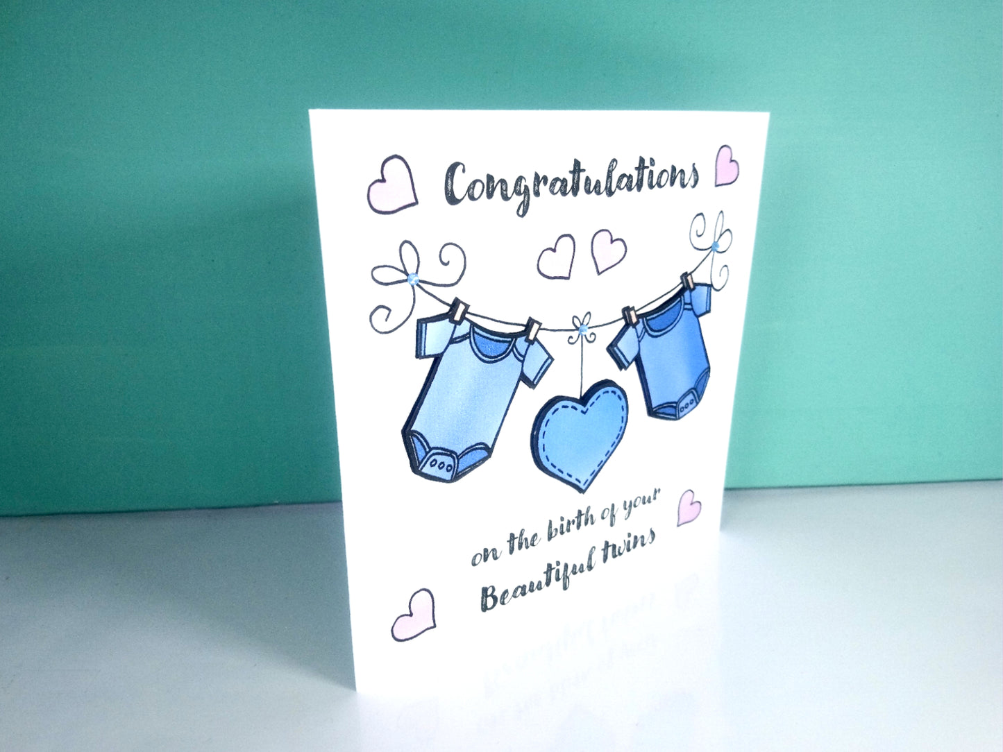 Congratulations on baby Twin Boys New Babies Card