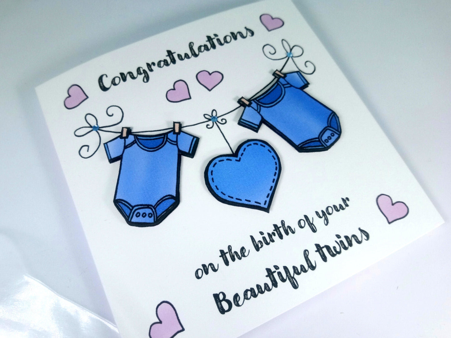 Congratulations on baby Twin Boys New Babies Card