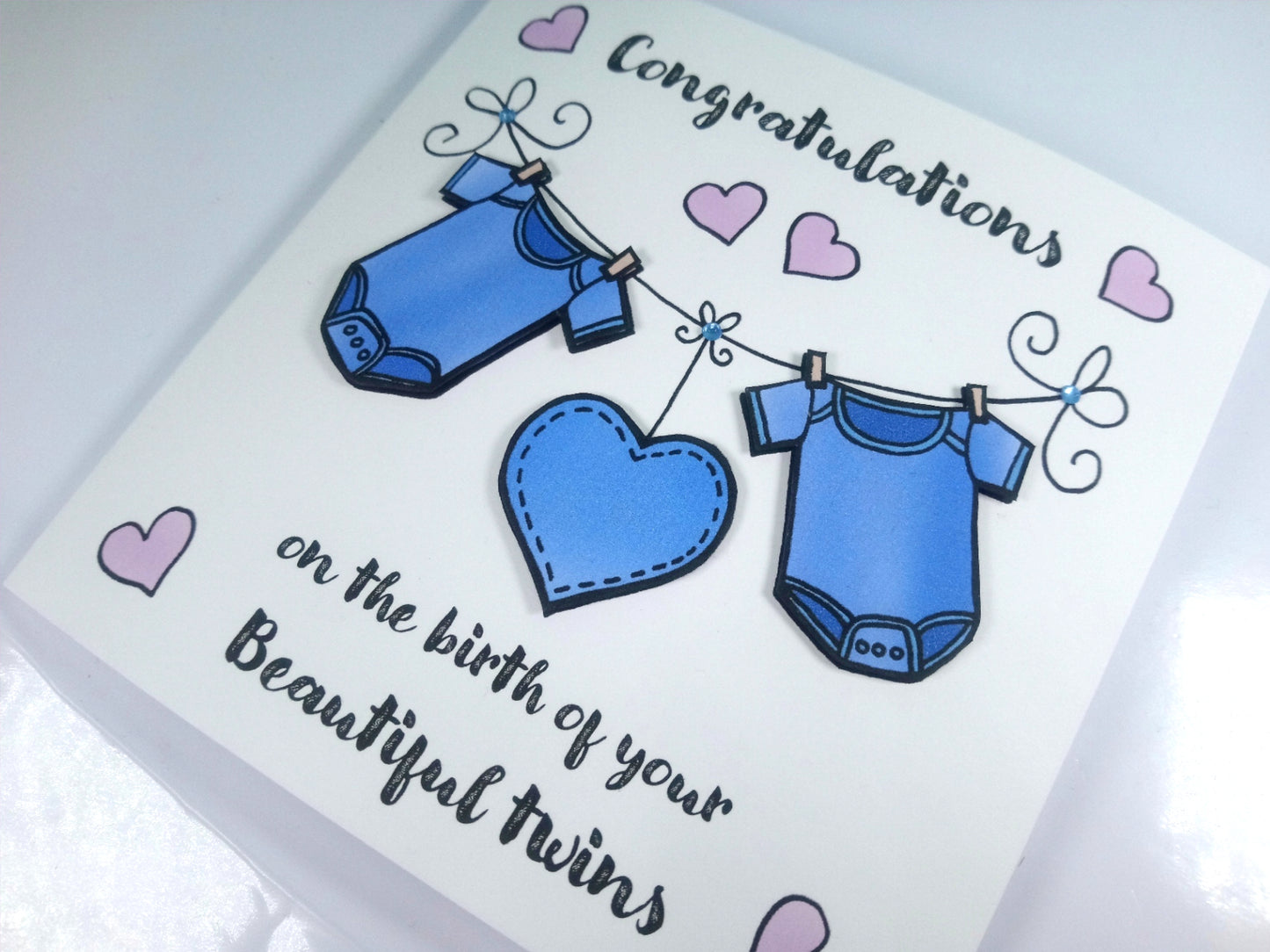 Congratulations on baby Twin Boys New Babies Card