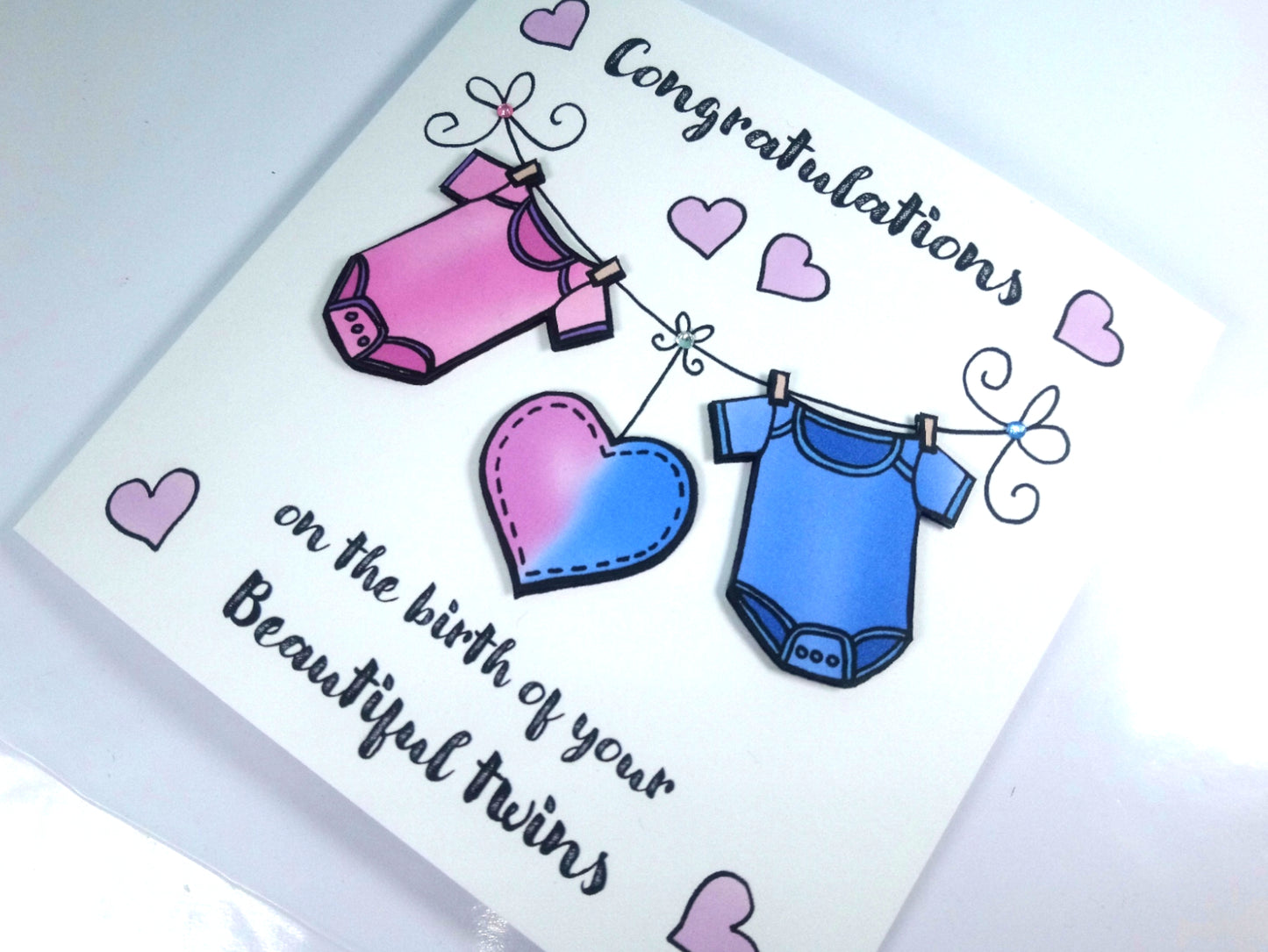 Congratulations on baby Twin Boy and Girl New Babies Card