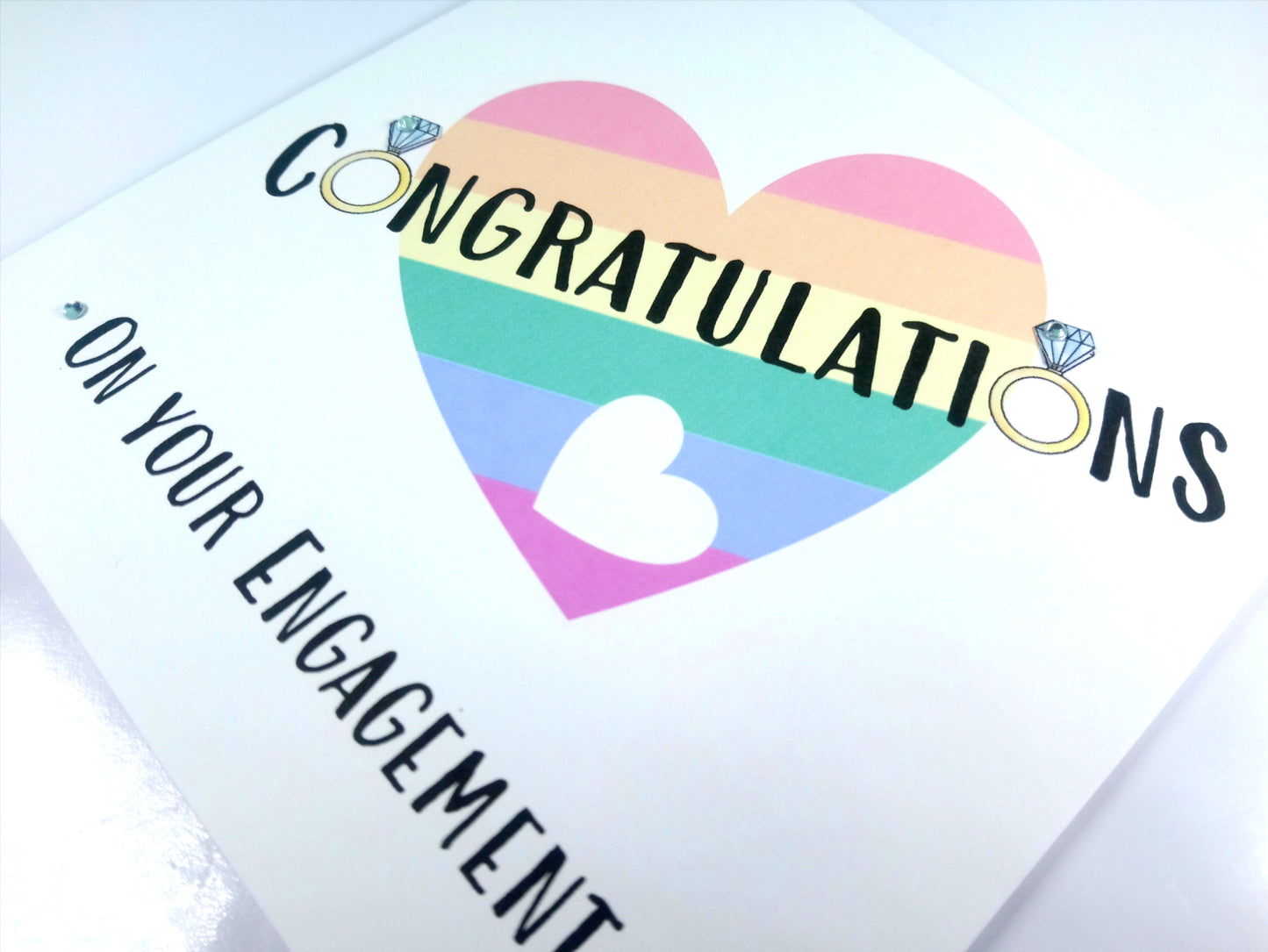 Congratulations on your Engagement Card - Rainbow Heart