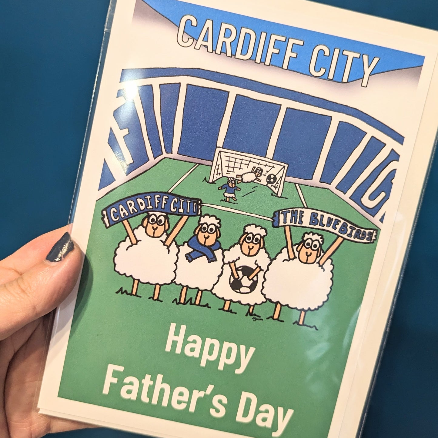 Cardiff city Football sheep - Fathers Day Card