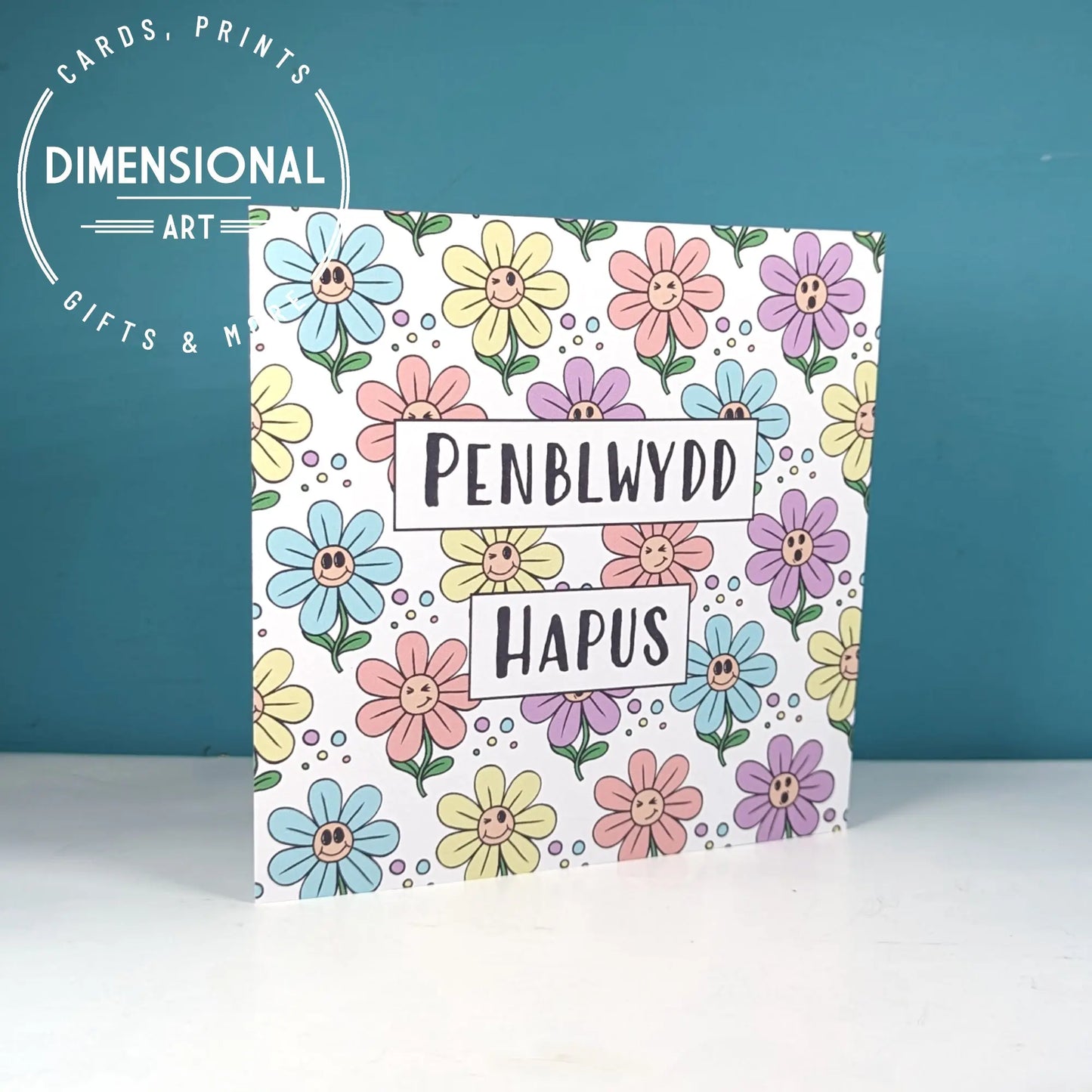 Happy Flowers Penblwydd Hapus (Birthday Card) Welsh Card Dimensional Art