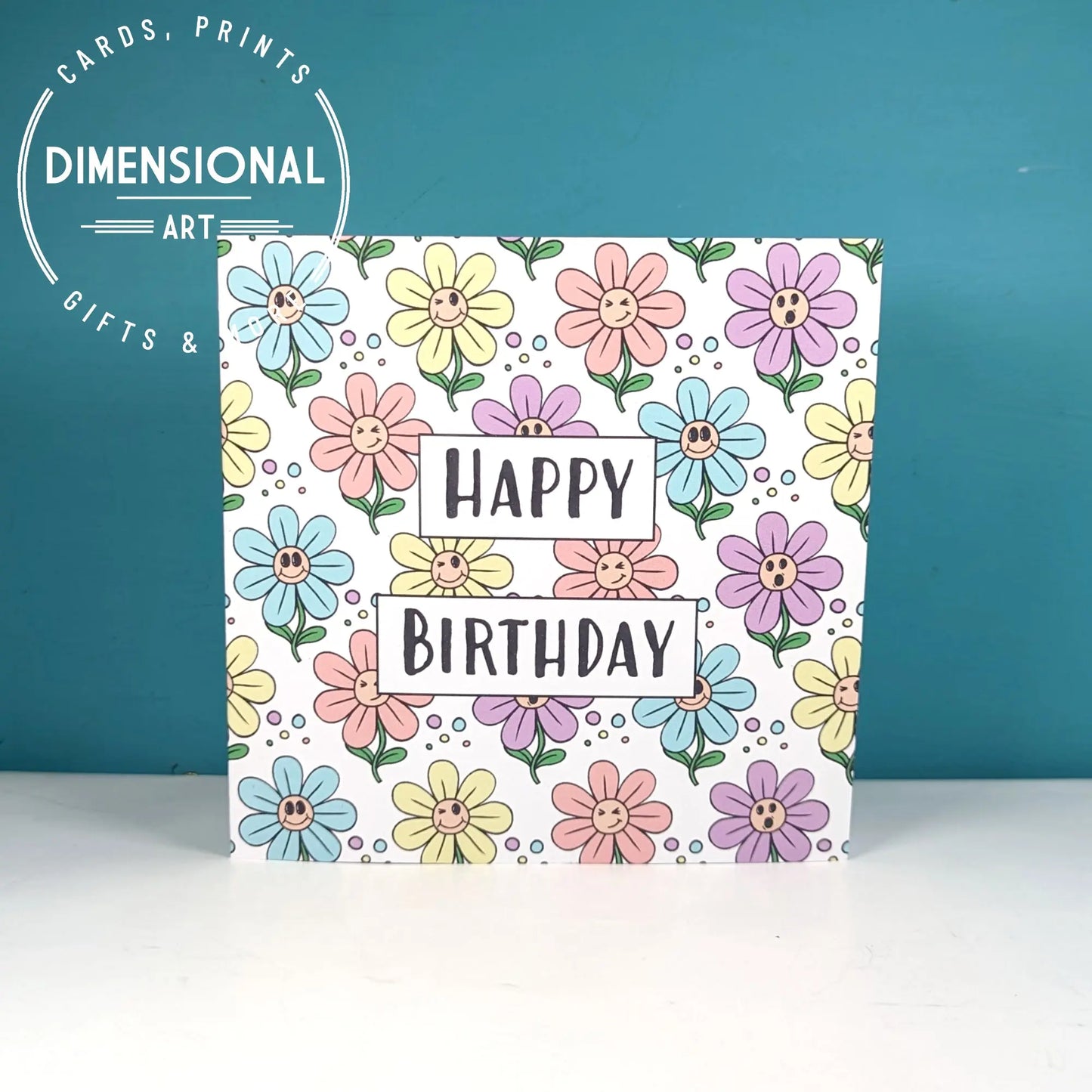 Happy Flowers Birthday Card Dimensional Art