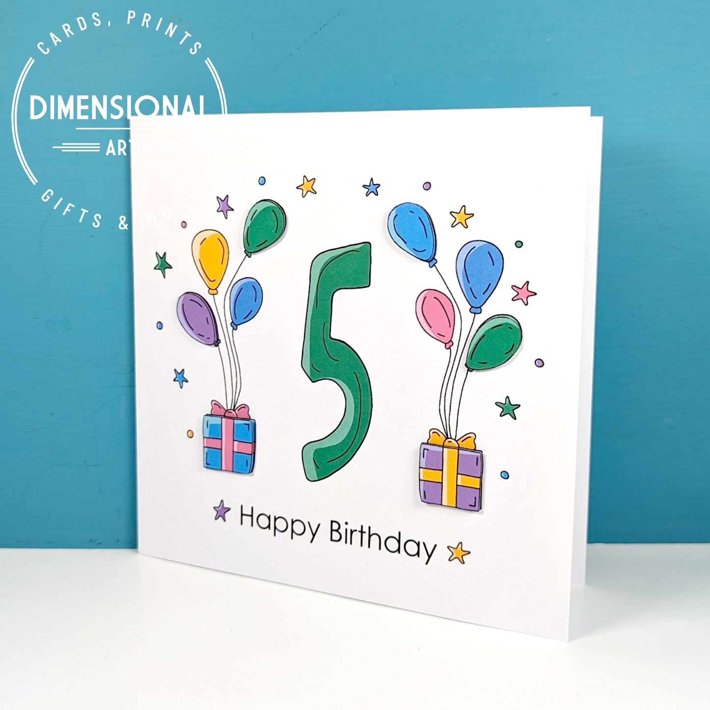 5th balloons and presents Birthday Card