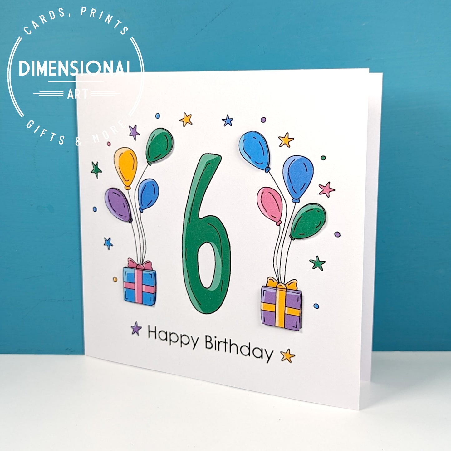 6th balloons and presents Birthday Card