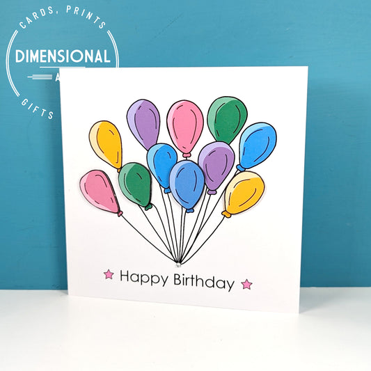 Balloons and presents Happy Birthday Card