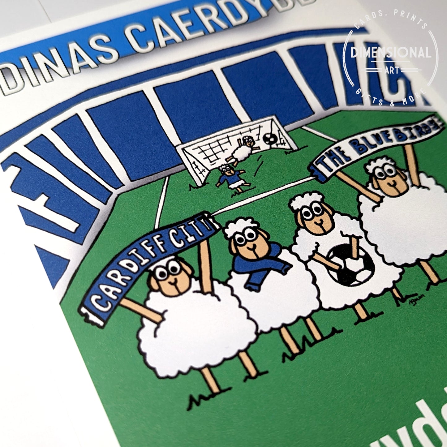 Dinas Caerdydd (Cardiff City football) Sheep Card (Birthday) WELSH