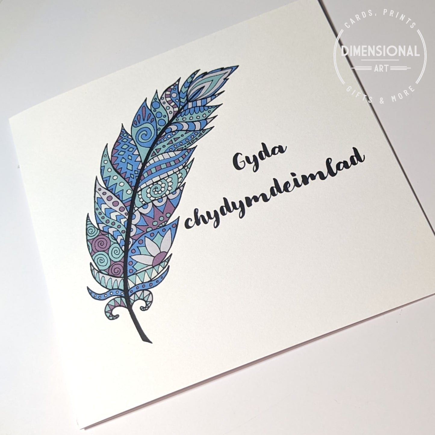 Feather Gyda chydymdeimlad (Sympathy Card) - Welsh