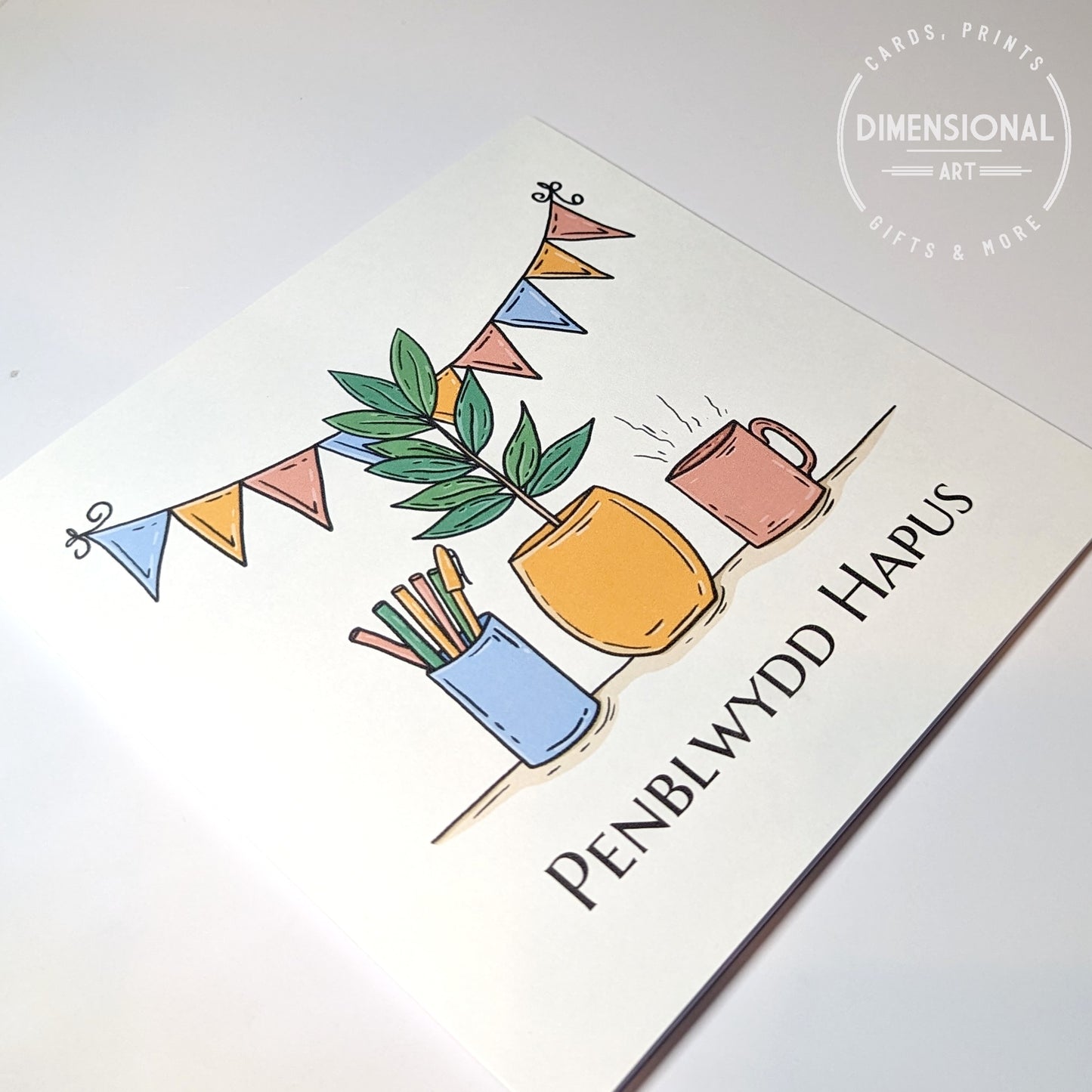 Plant and Bunting Penblwydd Hapus (Birthday Card) - Welsh Card