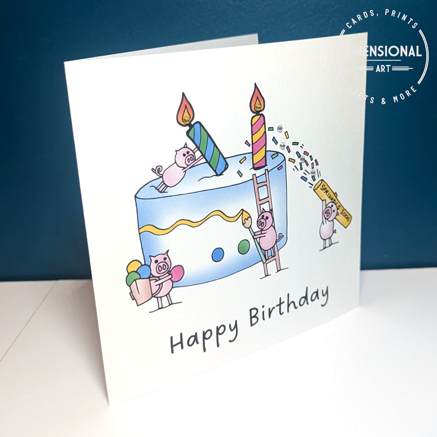 Pigs and Cake Birthday Card