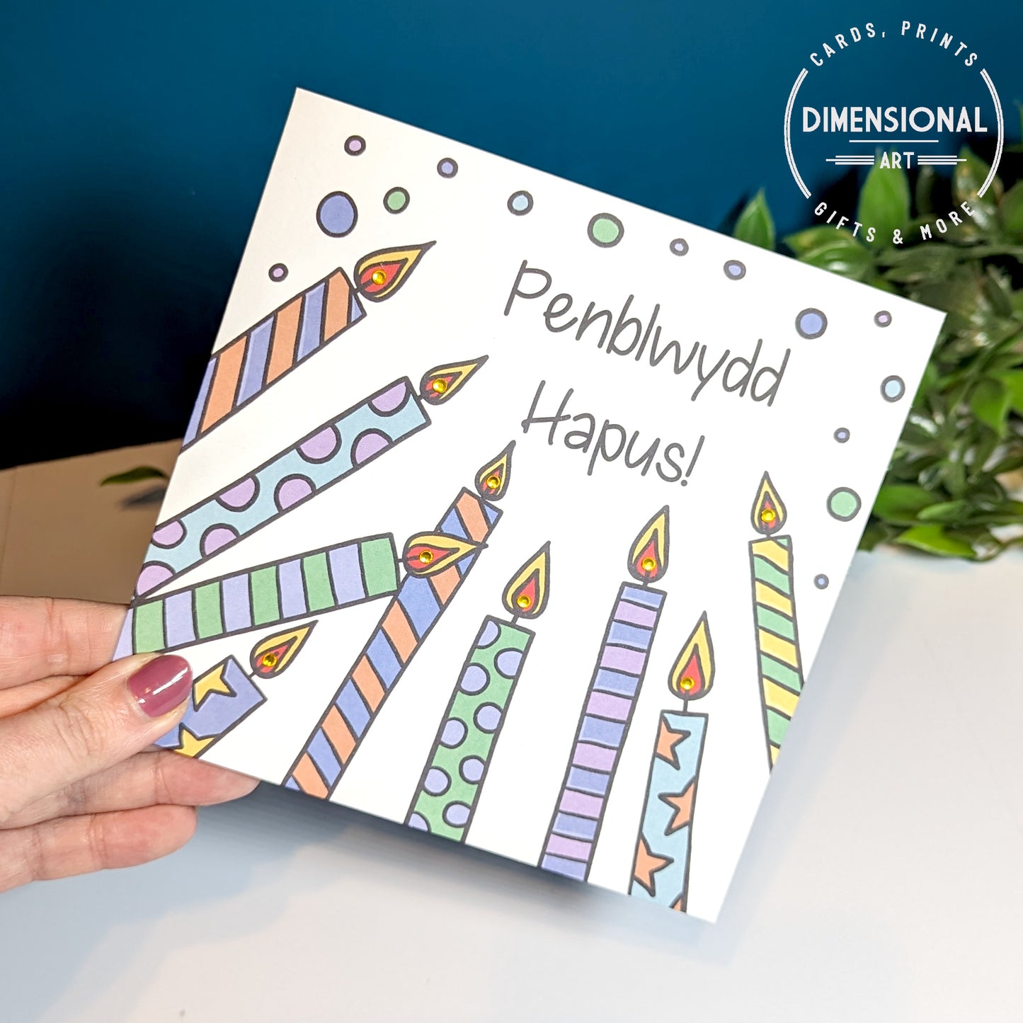 Candles - Penblwydd Hapus (Birthday Card) Welsh Card