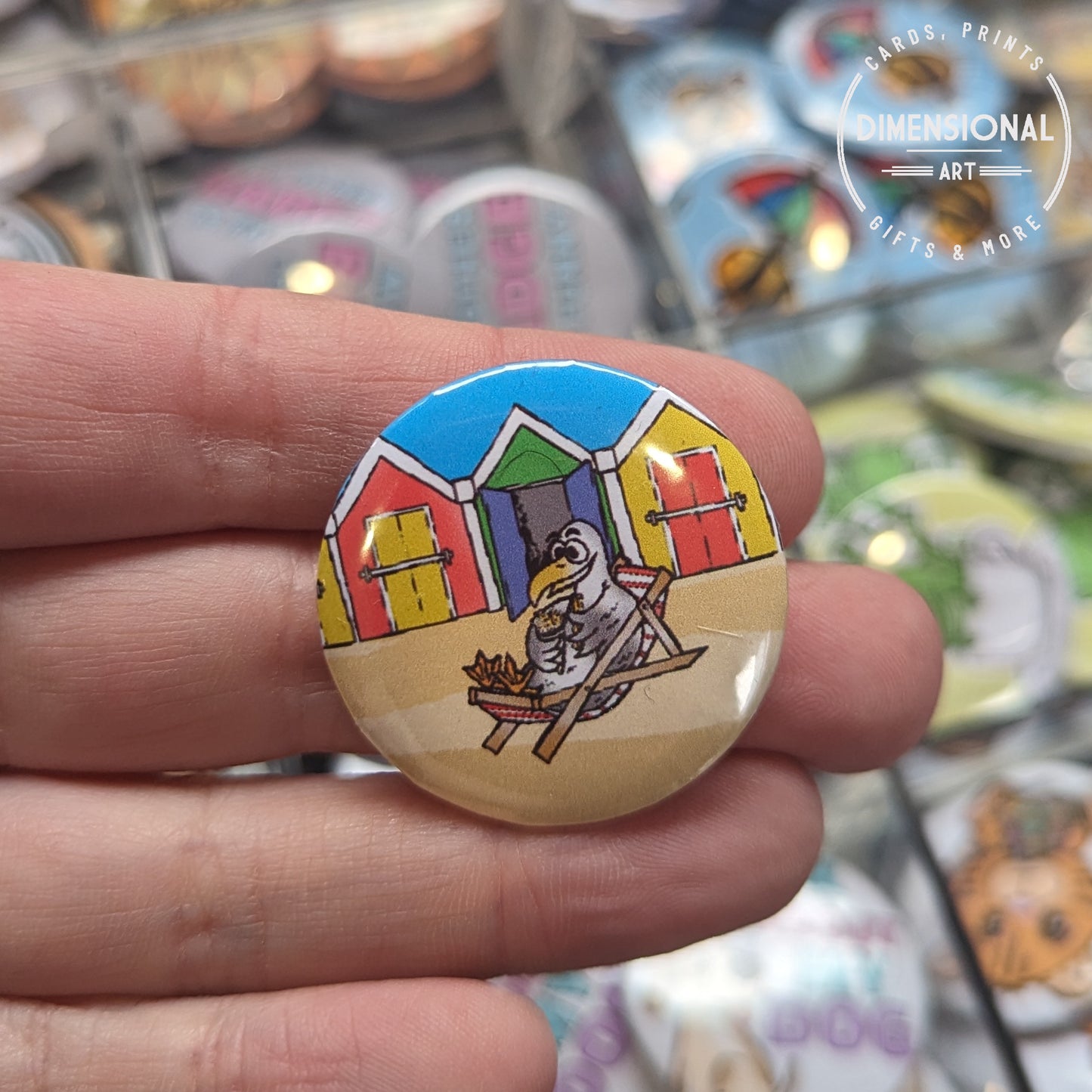 Seagull and Beach huts Mini badge