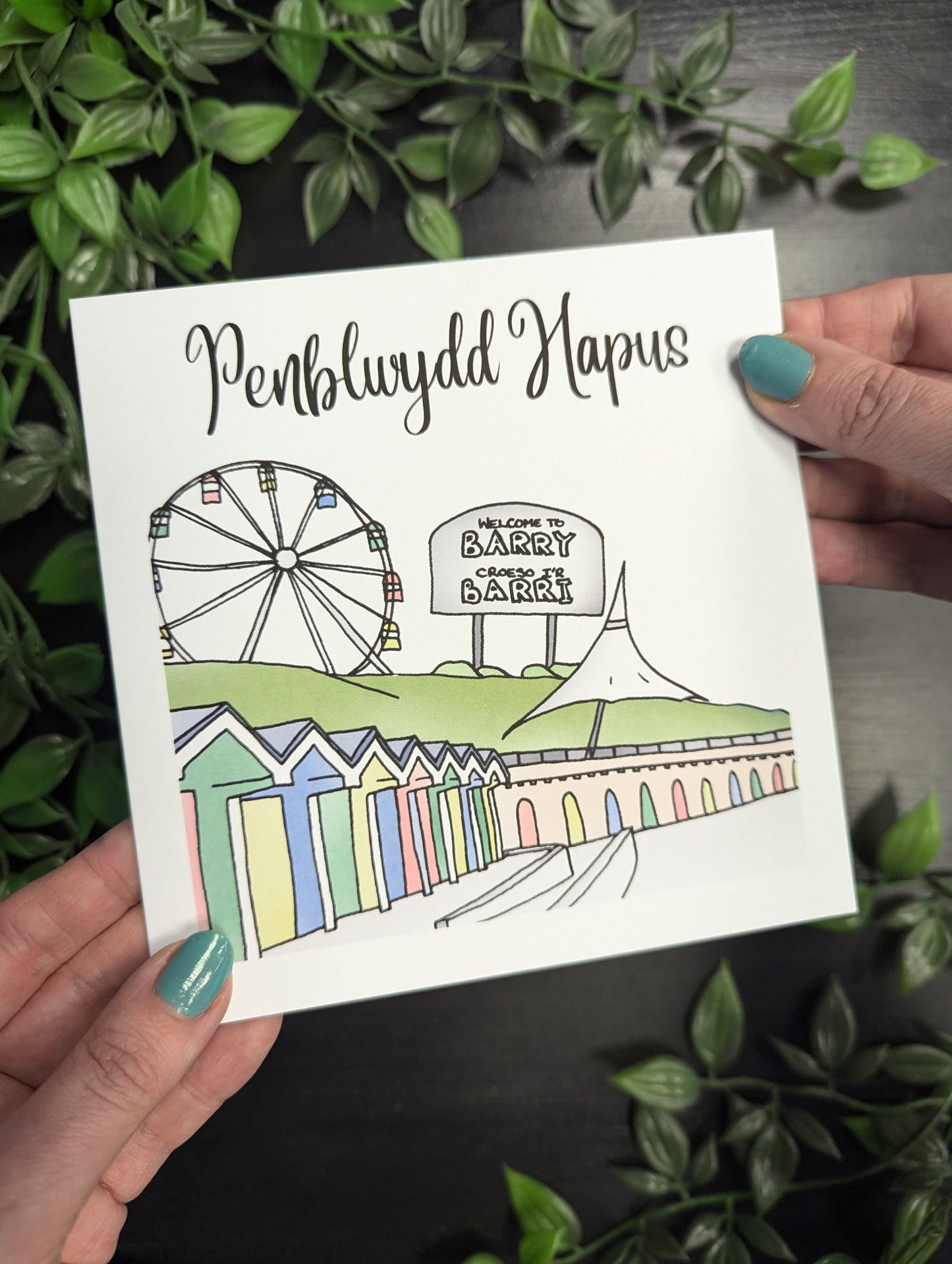 Barry Island Penblwydd Hapus (Birthday Card) - Welsh Card