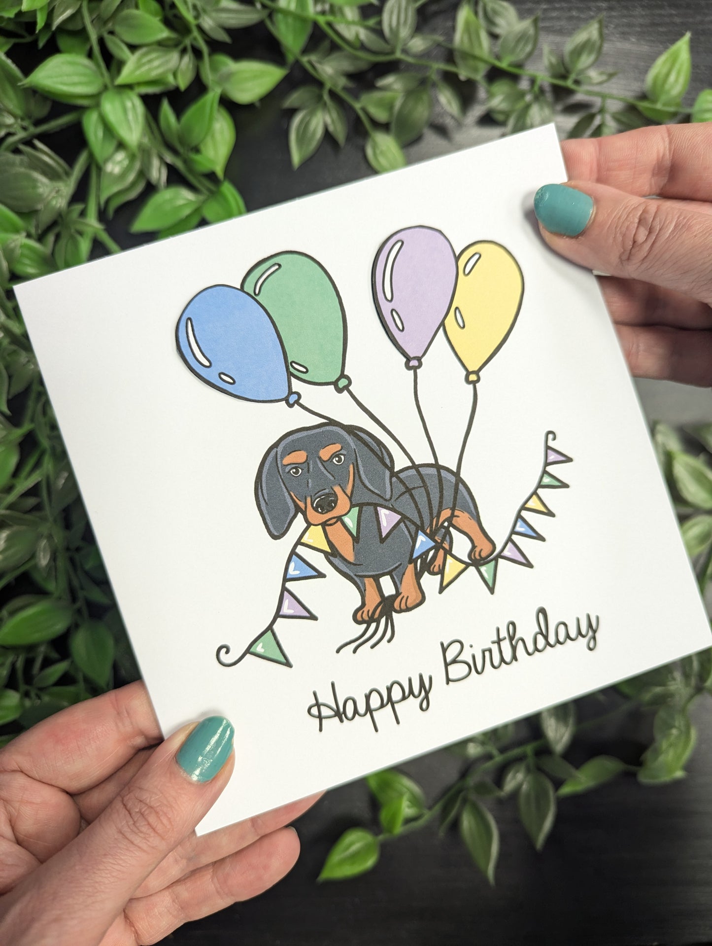 Dachshund - sausage dog - Birthday Card