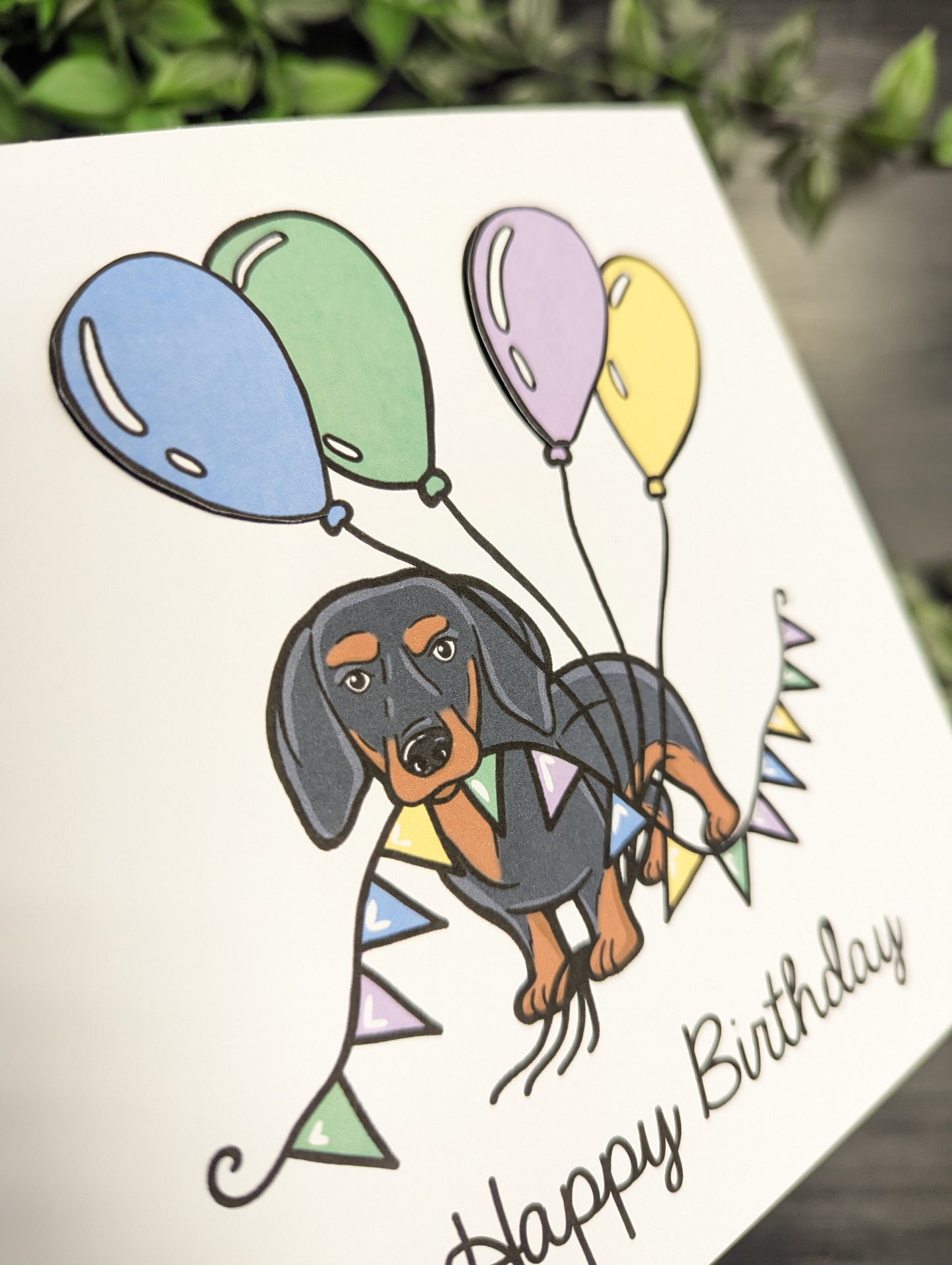 Dachshund - sausage dog - Birthday Card