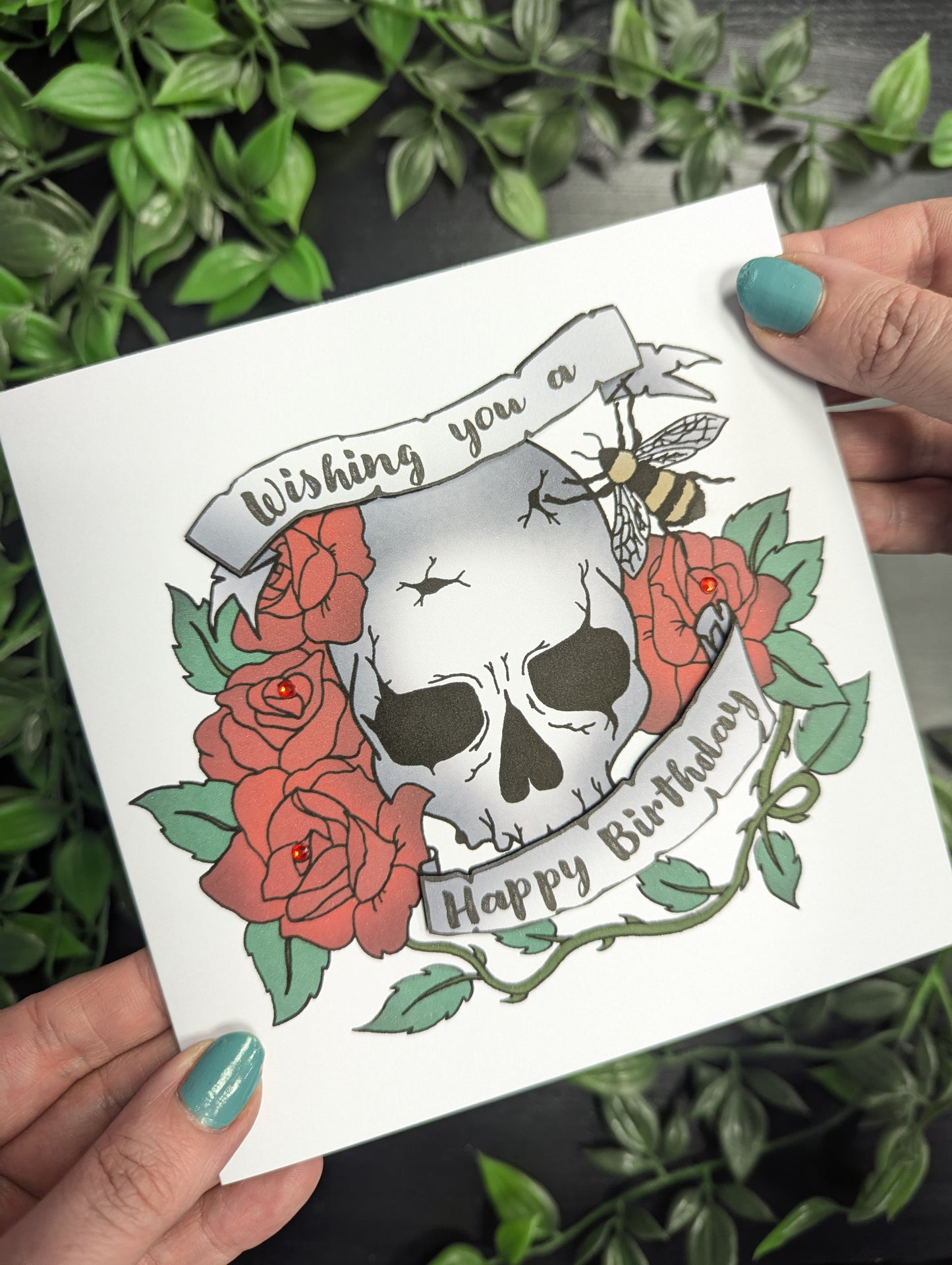 Skulls and Roses Birthday Card