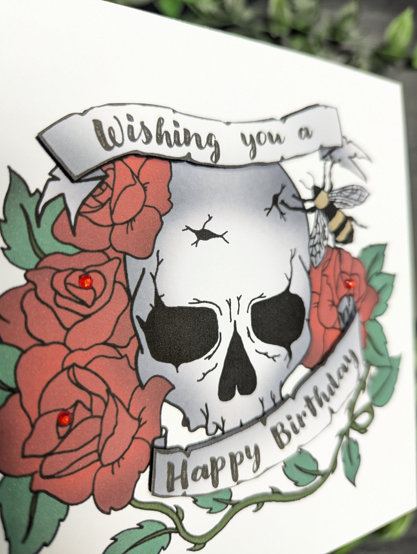 Skulls and Roses Birthday Card