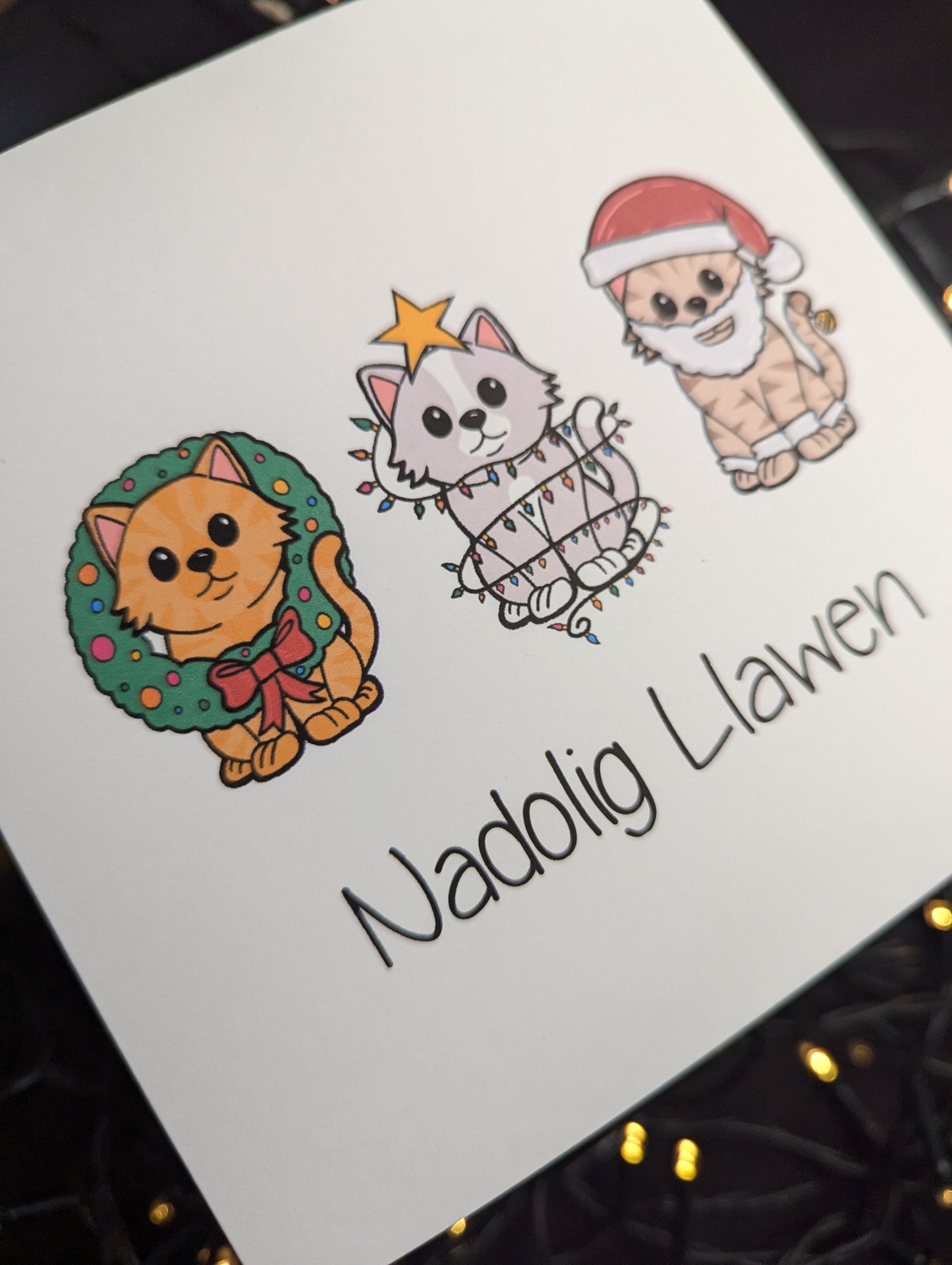 Cat Nadolig Llawen Christmas Card